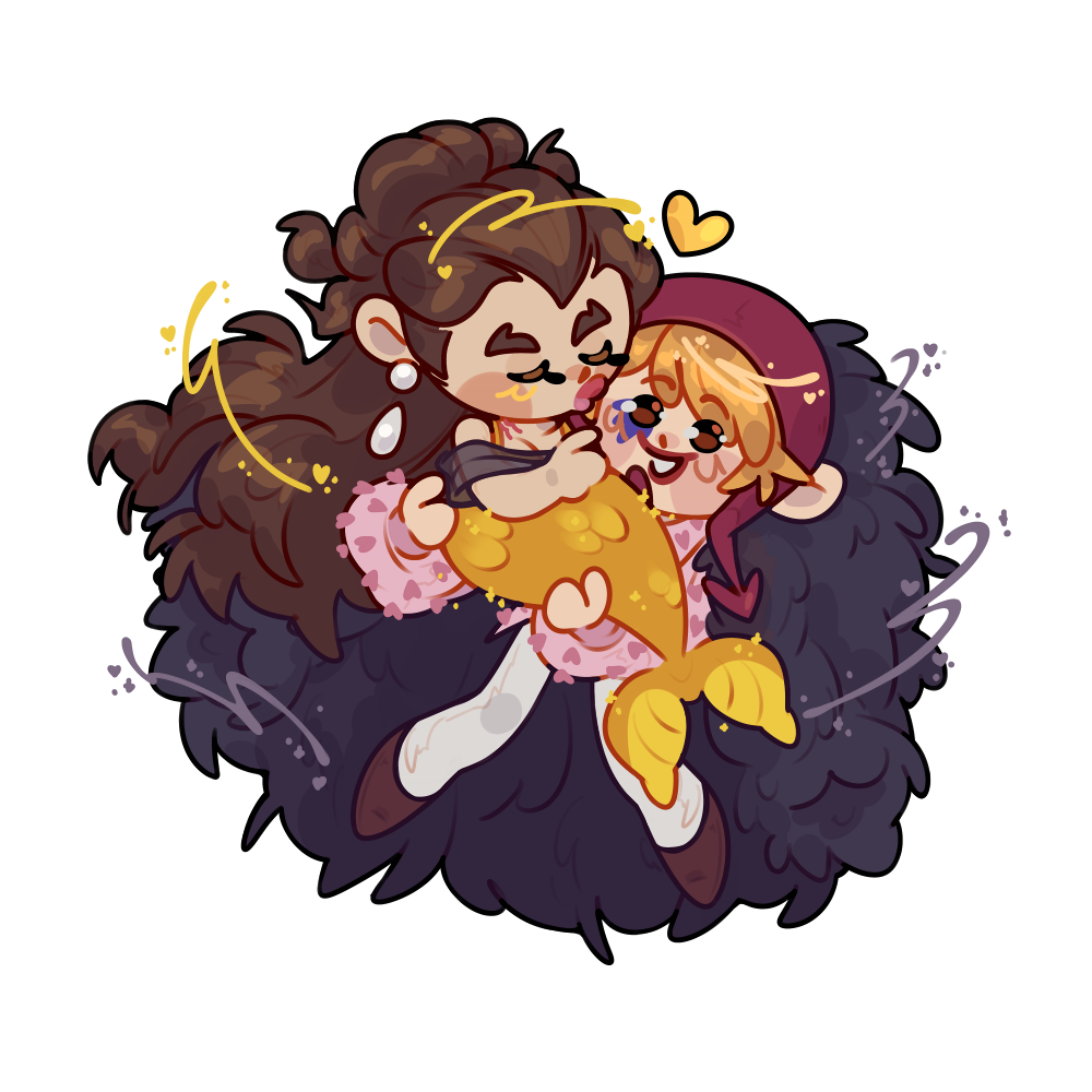 A digital drawing depicting a fey woman in tudor fashion - her hair is pulled into two large buns that are held back with a pearl hairnet